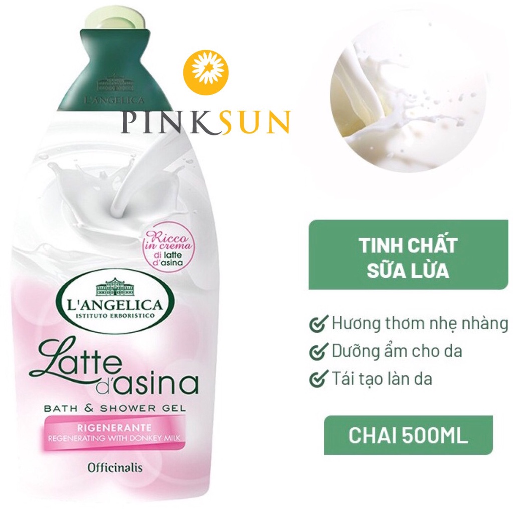 Sữa Tắm Thảo Dược L'angelica Ý_Trắng Da, Dưỡng Ẩm, Mềm Mịn Da, Thơm Lâu - Chai 500ML