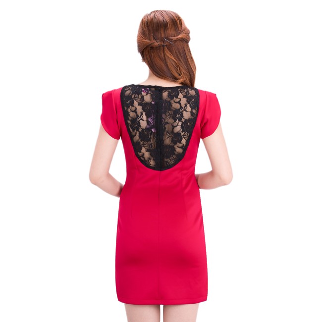 ZERASY - Đầm body không tay vạt xéo phối ren lưng đỏ zerasy fashion - 133-DO