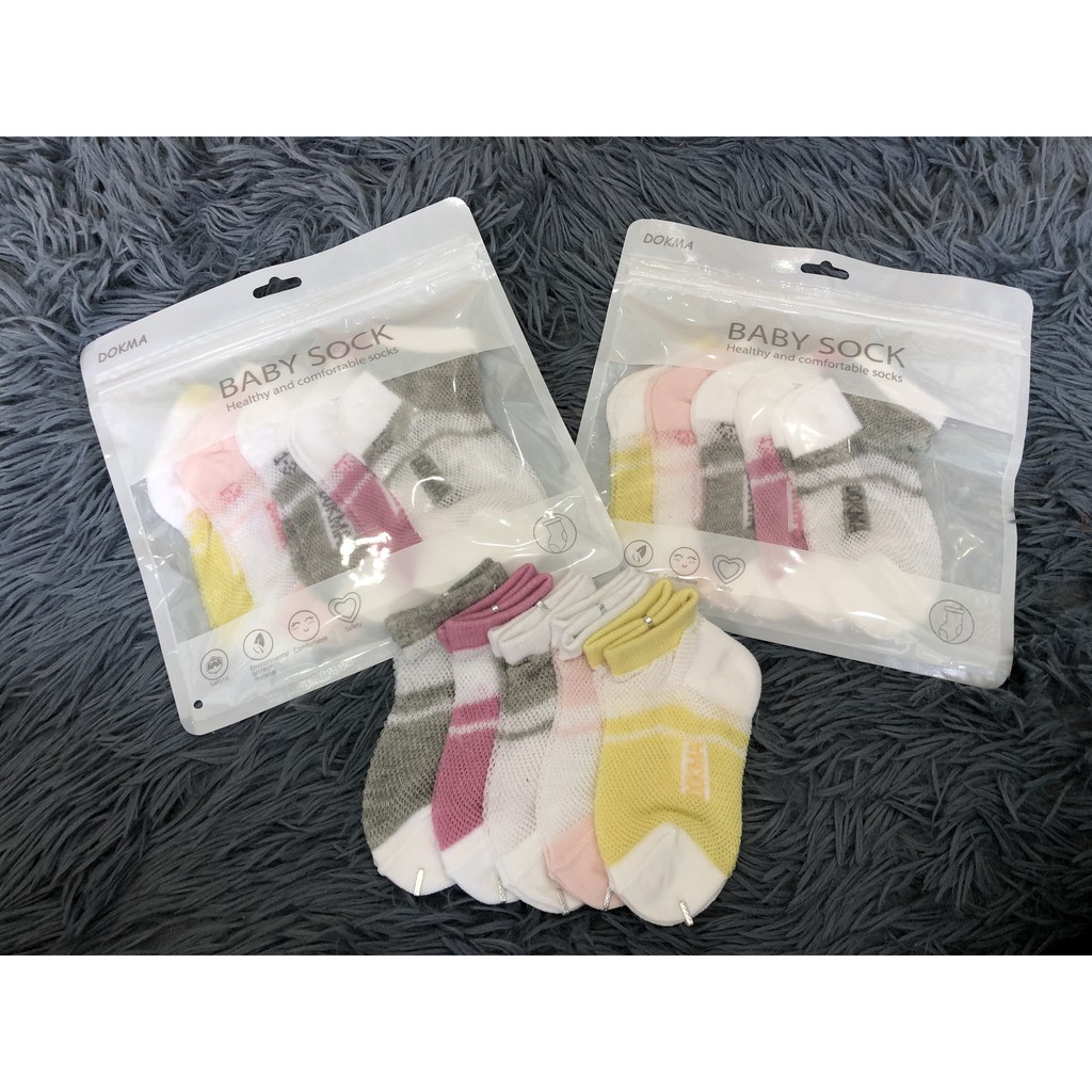 Sét 5 Đôi Tất Lưới Dokma Màu Thể Thao Cho Bé Giá Rẻ | Minizon Kids