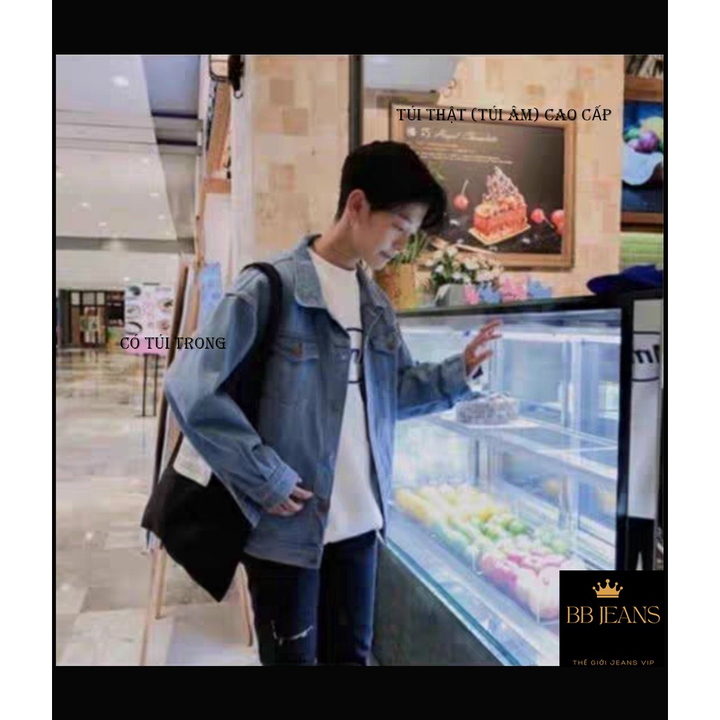 Áo khoác jean nữ unisex mũ jean dây kéo đồng chống rỉ cao cấp form rộng có túi trong đẹp đủ màu BB Jeans