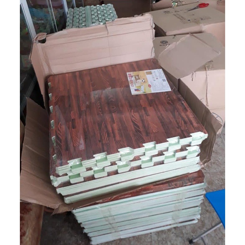 [Shopee giá rẻ] Thảm xốp vân gỗ 1 bộ 6 miếng 60x60cm (Thảm xốp lót nhà trải sàn)