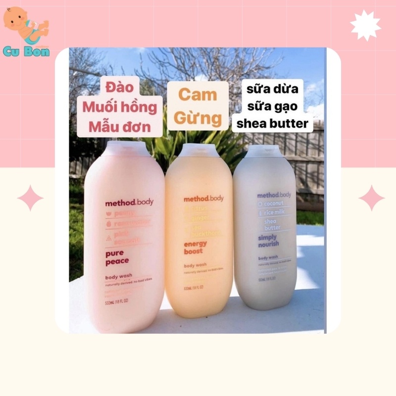 Sữa Tắm Method Body hương nước hoa 532ml Dưỡng Ẩm Và Làm Trắng Da đem lại làn da mịn màng của úc