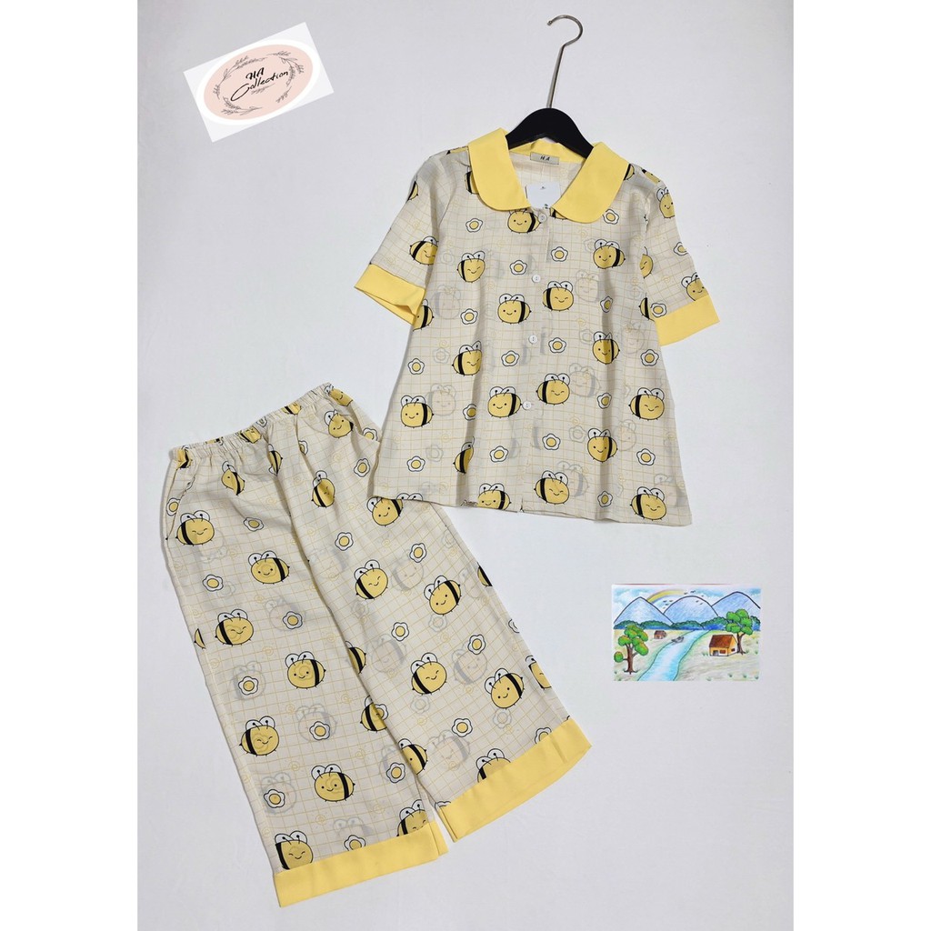 Đồ bộ pijama mặc nhà cho nữ chất Mango , có 2 mẫu tay dài và ngắn quần dài tiểu thư phối bèo dễ thương Lokishop01 | BigBuy360 - bigbuy360.vn