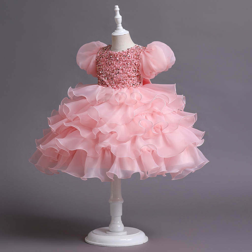 Đầm công chúa NNJXD tay ngắn phồng thời trang dự tiệc cưới sinh nhật xinh xắn dành cho bé gái