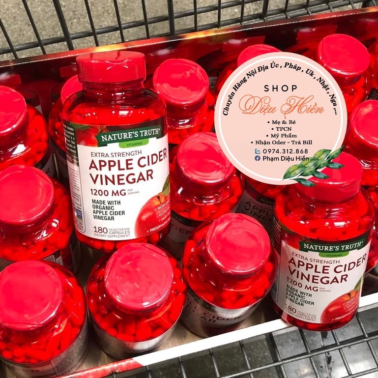 Viên uống giảm cân giấm táo nature’s truth apple cider vinegar