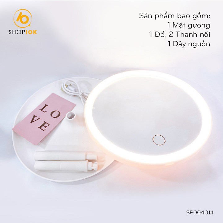 Gương để bàn trang điểm - Gương trang điểm có đèn LED cảm ưng 3 chế độ sáng không cần pin tặng kèm sạc XU.STORE97