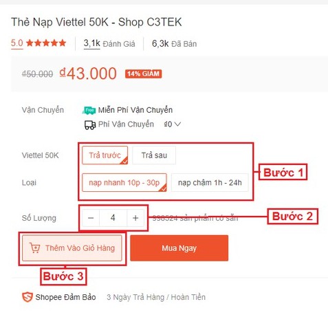 Thẻ Nạp Viettel 200K - Shop C3TEK