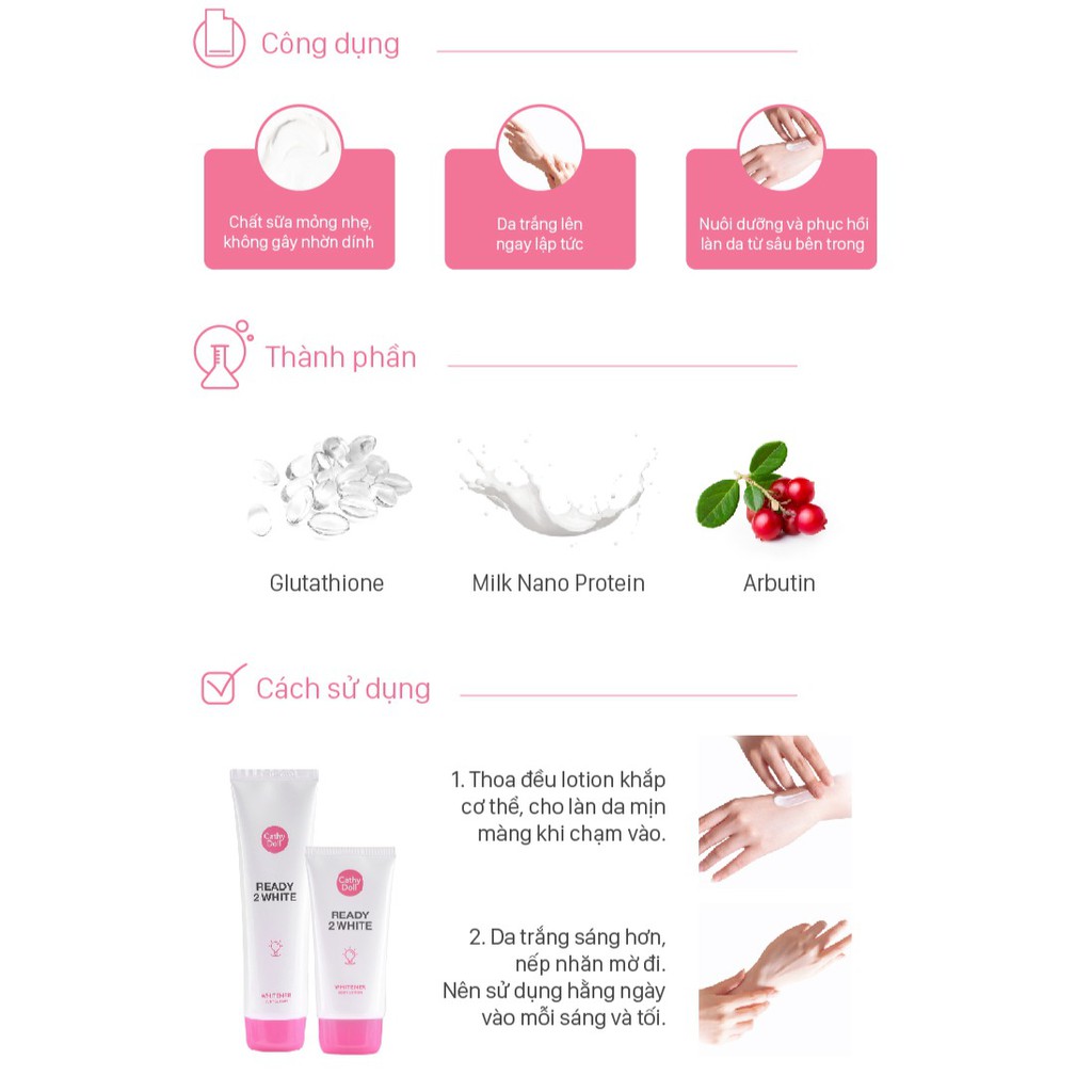 Sữa dưỡng thể Cathy Doll Ready 2 White Whitener Body Lotion 150ml