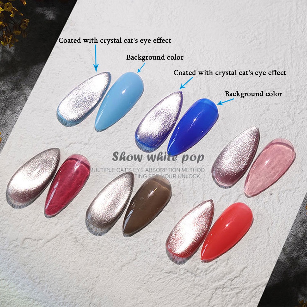 Gel Sơn Móng Tay Mắt Mèo Từ Tính Màu Bạc Lấp Lánh Pha Lê UV LED An Toàn Tự Làm