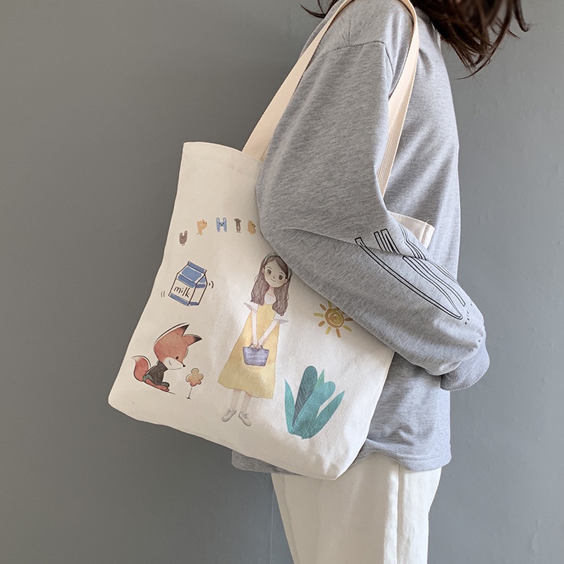 Túi Xách Nữ Vải Canvas Cỡ Lớn Phong Cách Hàn Quốc Dễ Thương