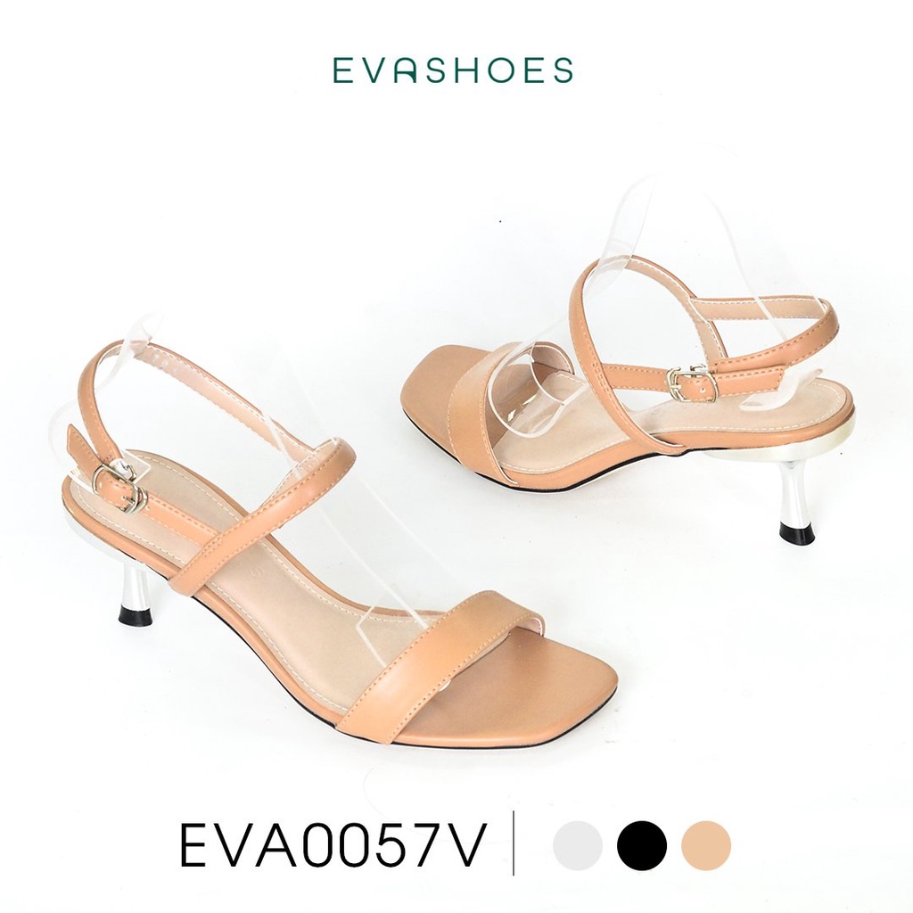 Dép Sandal Cao Gót Nữ Mũi Vuông Quai Ngang 5cm Evashoes - EVA0057V