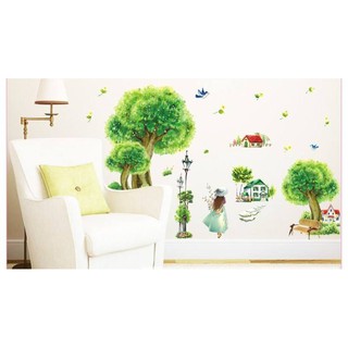 decal dán tường cây xanh