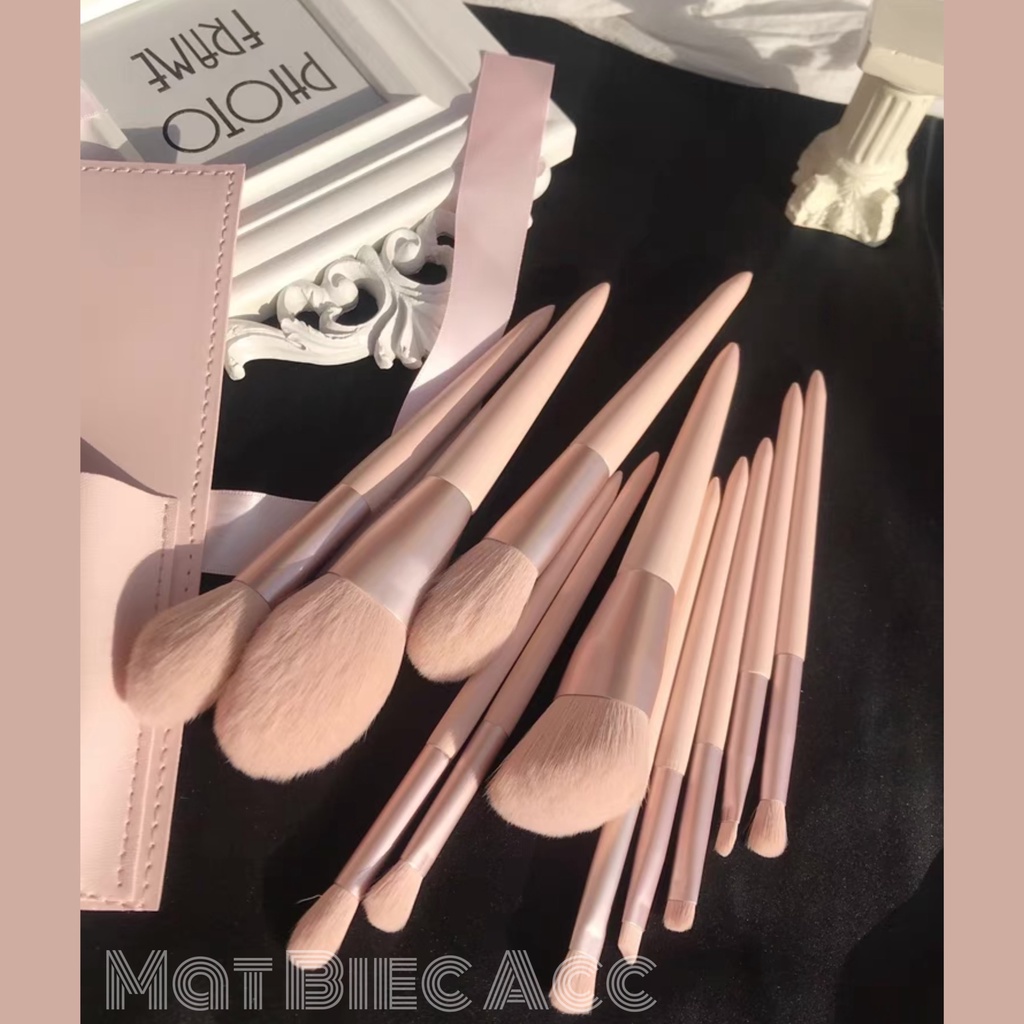 Bộ cọ trang điểm Hồng pastel 11 cây mềm mịn có tách lẻ cọ mắt má makeup cá nhân