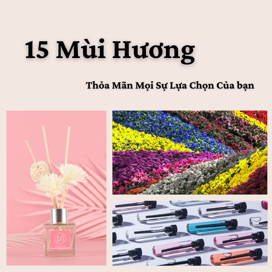 Tinh Dầu Thơm Thiên Nhiên MAIBA 50ml Để Phòng Que Gỗ Tự Khuếch Tán Thanh Lọc Khử Mùi Không Khí Màu Hồng H50