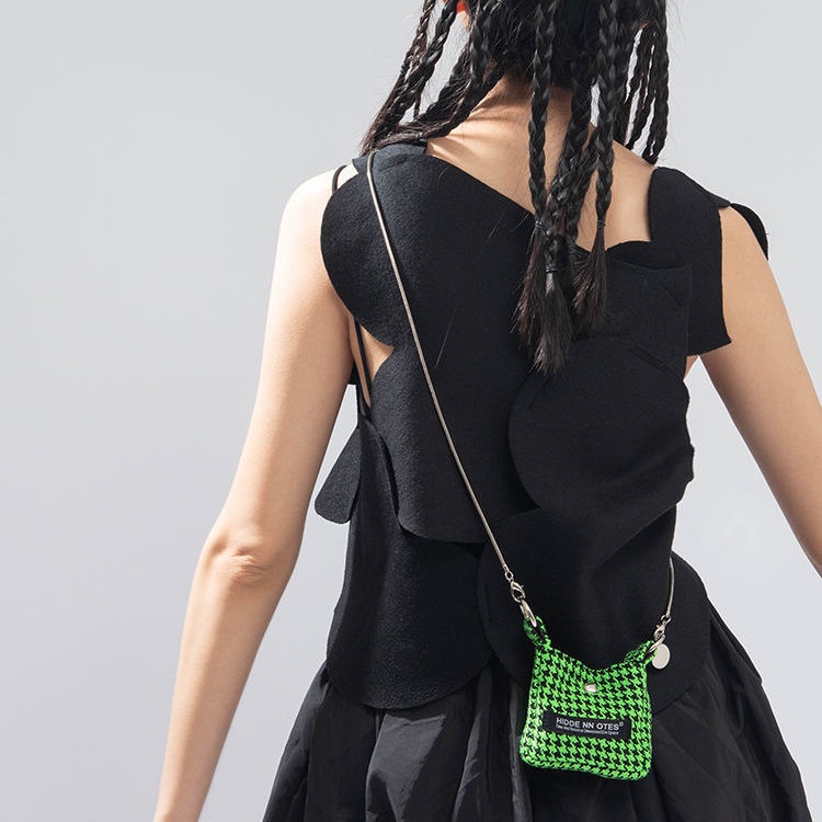 Túi Đựng Tai Nghe Mini Họa Tiết Sọc Caro Phong Cách Retro Mới 2021