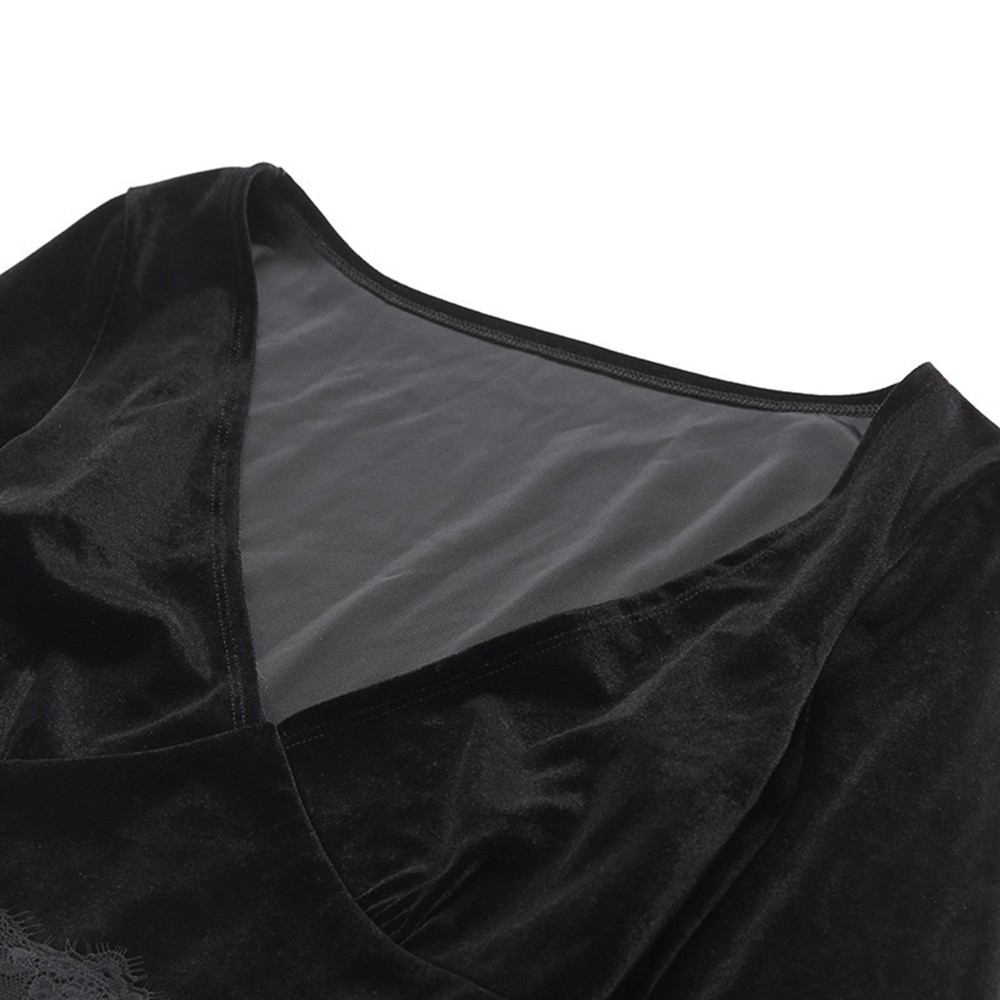 Áo croptop tay loe dài phối ren hoa phong cách thanh lịch retro