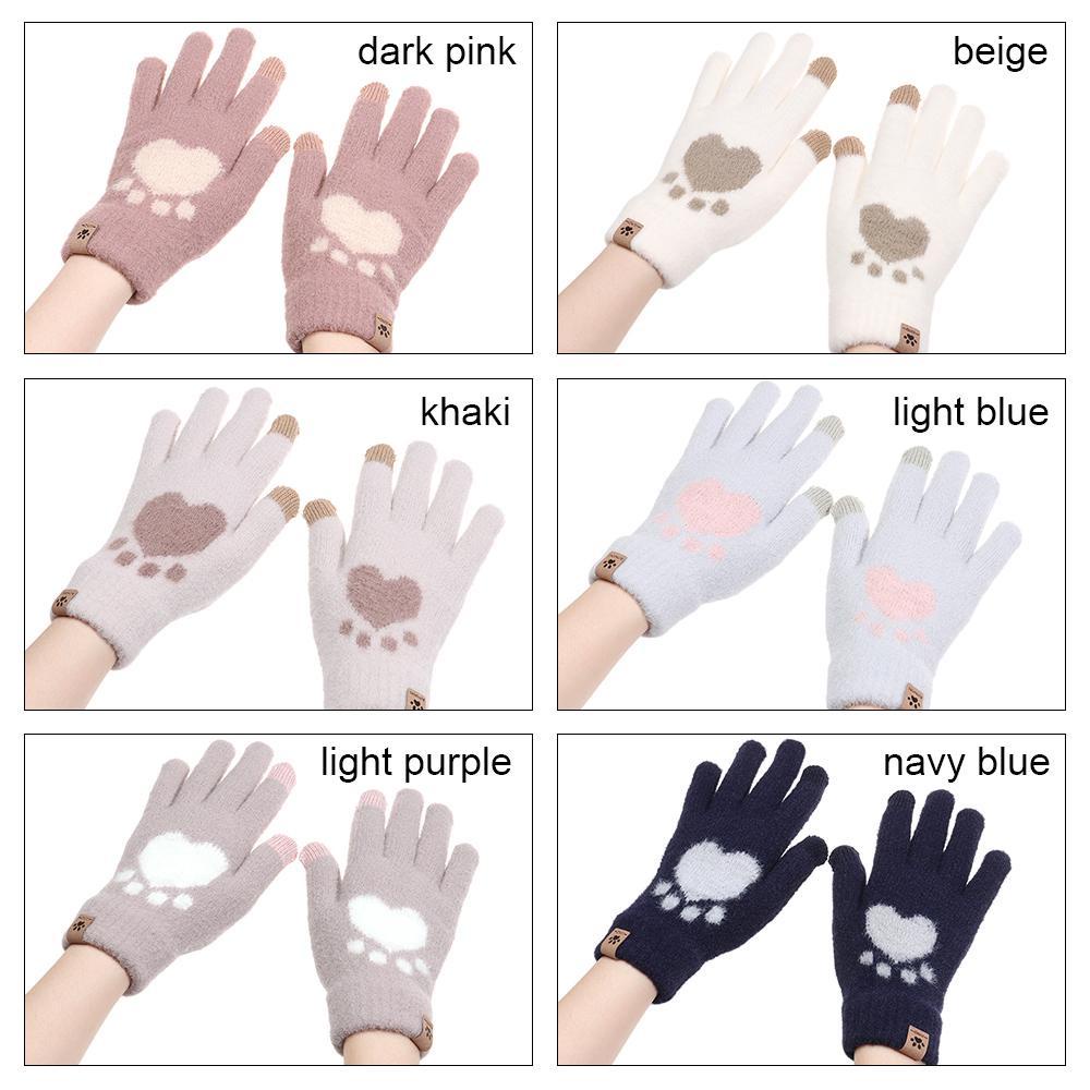 Đôi Găng Tay Hình Dấu Chân Mèo Chống Lạnh Có Thể Chạm Màn Hình Cảm Ứng