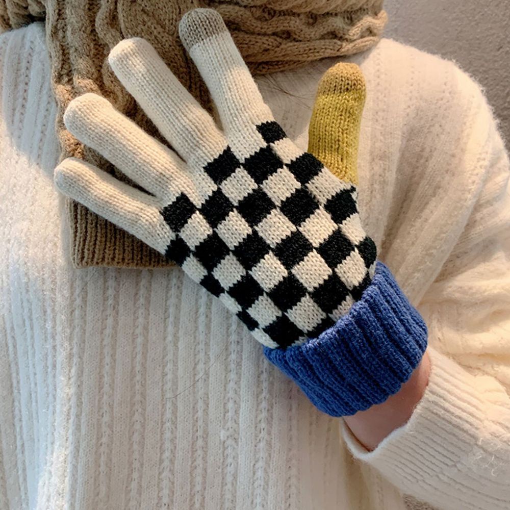 Găng tay dệt kim mềm mại dày dặn giữ ấm nhiều màu phong cách Hàn Quốc cho nữ