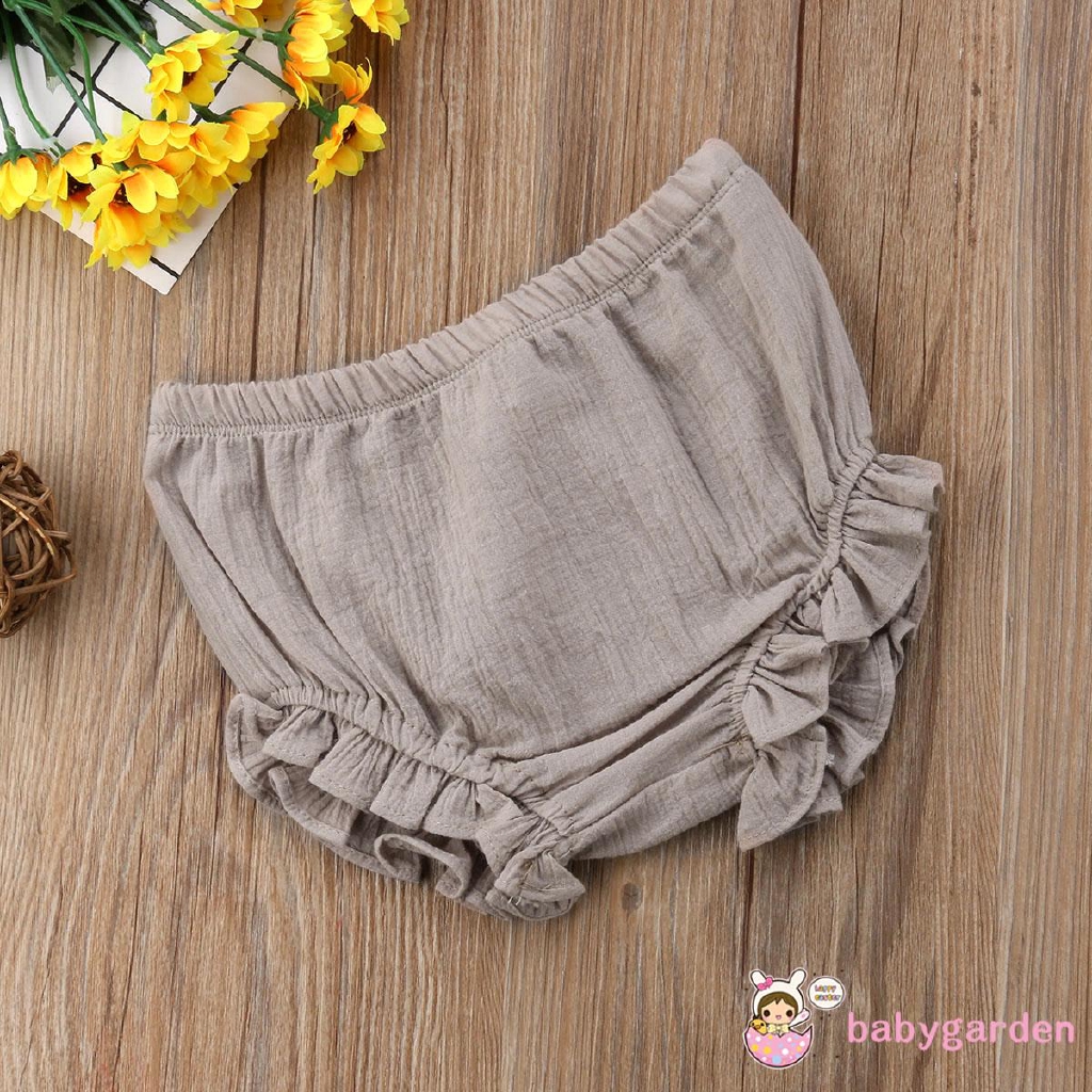 Quần đùi cotton phối kiểu nhún bèo xinh xắn dành cho bé gái