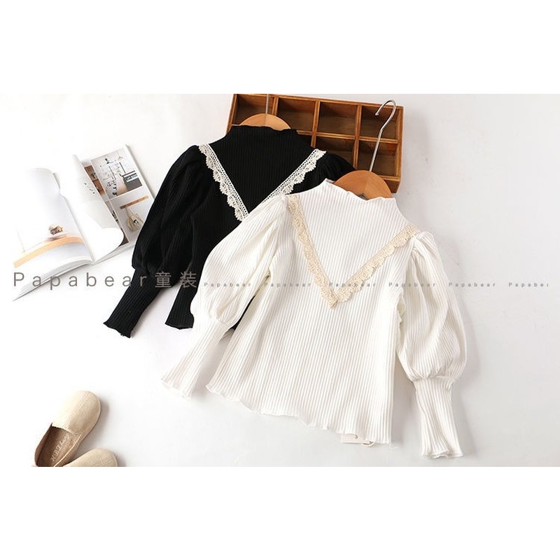 Áo tay phồng cổ cao thời trang xinh xắn cho bé gái