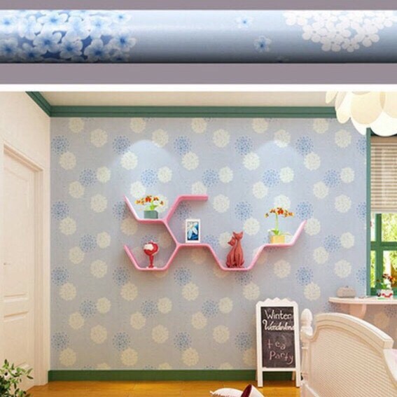 Giáy dán tường 10m cẩm tú cầu xanh  - Decal dán tường 10m cẩm tú cầu xanh