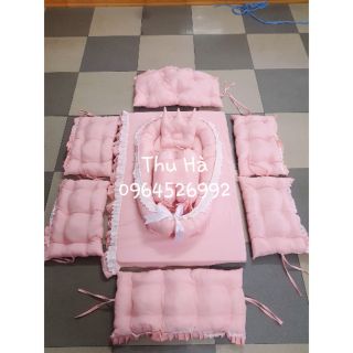 Set quây, đệm, ga chun có chân váy, nôi vải