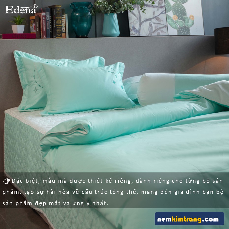 Bộ Ga  Nệm Cotton Solid Edena Mẫu 376 - CHÍNH HÃNG, CAO CẤP