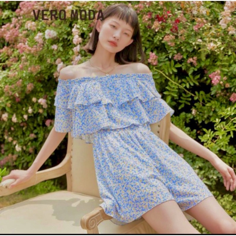 Đầm jump trễ vai hoa nhí cao cấp Vero Moda