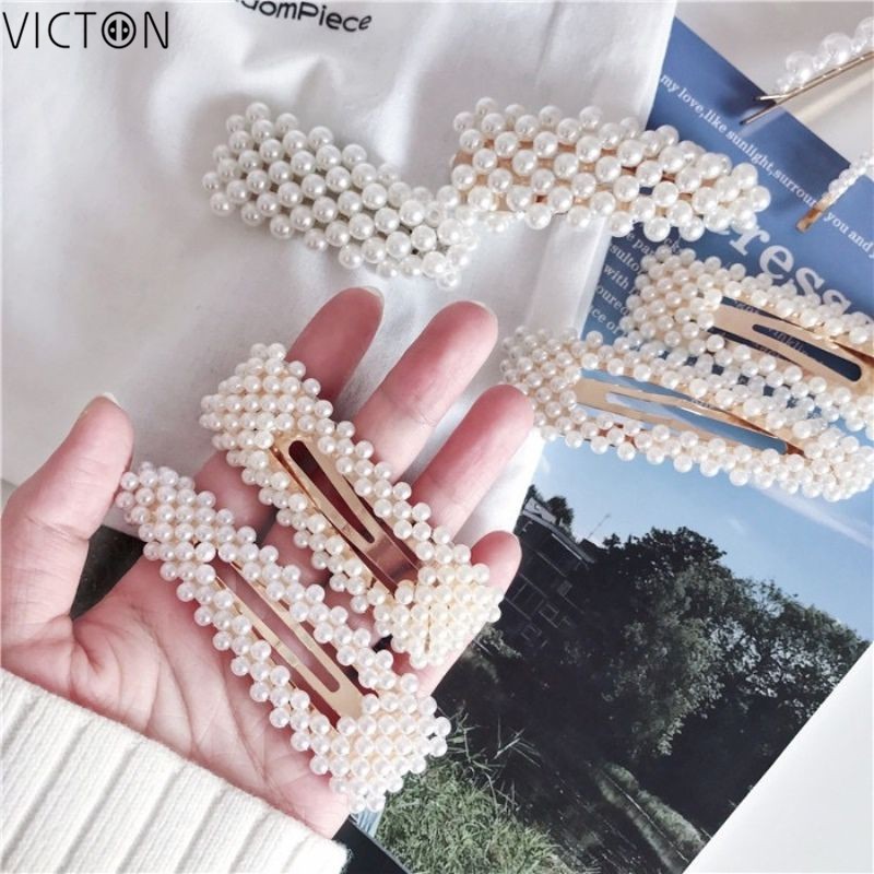 Kẹp tóc đính ngọc trai giản dị cho nữ