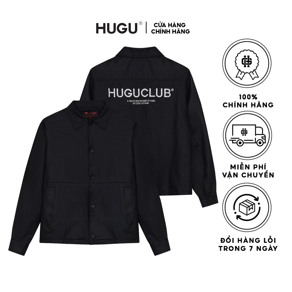 Áo khoác da nam thời trang HUGU Minima Leather Jacket chất da PU cao cấp màu đen