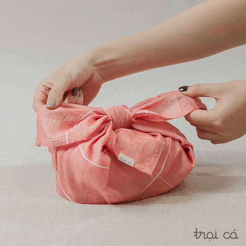 Khăn gói quà kiểu nhật chất vải linen kích thước 37x40cm dùng làm khăn tay khăn mùi xoa khăn buộc cổ