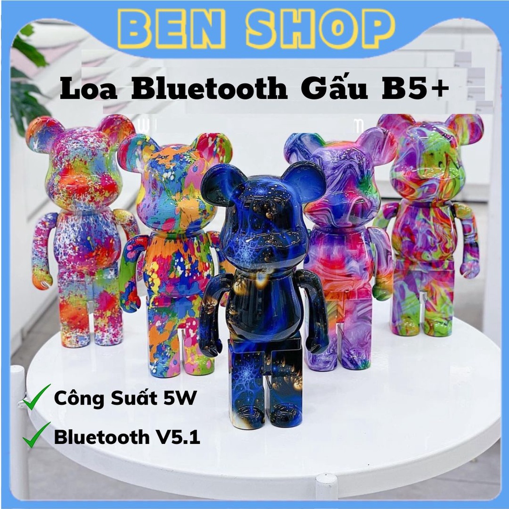 Loa Bluetooth Gấu Bearbrick Nghe Nhạc Cực Hay, Loa bluetooth Gấu B5 Plus Màu Sắc Sang Chảnh Mẫu HOT 2022