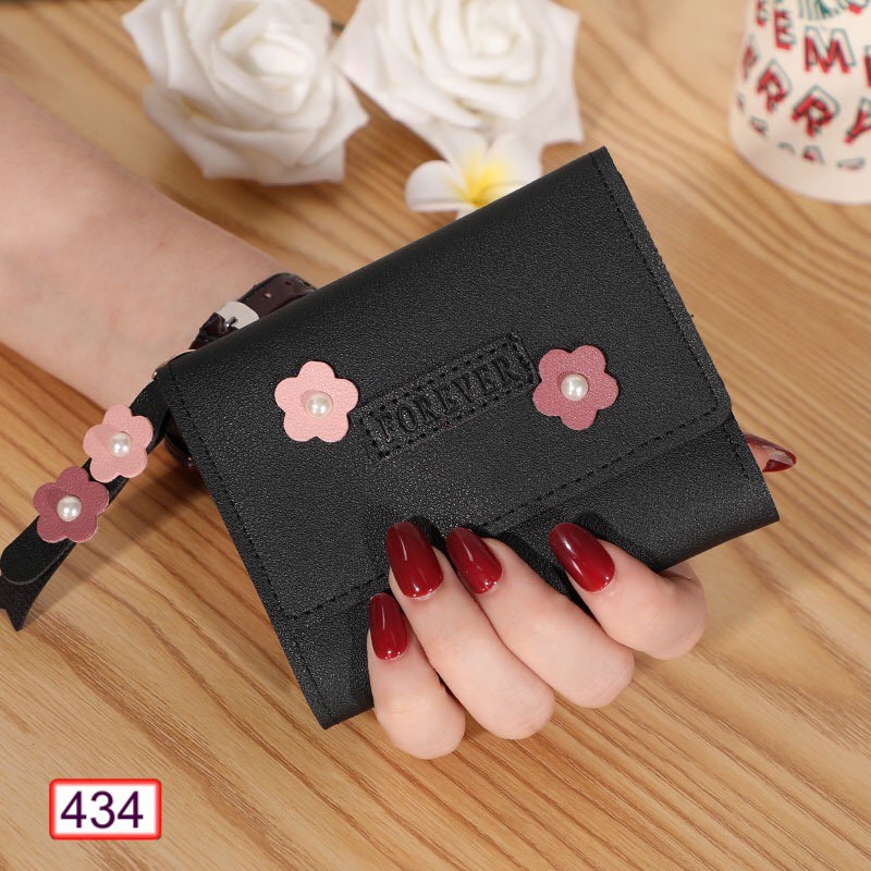 Ví Ngẵn Nữ Cầm Tay 2 Bông Hoa Cúc Easter Star 434 Siêu Dễ Thương - Hazo