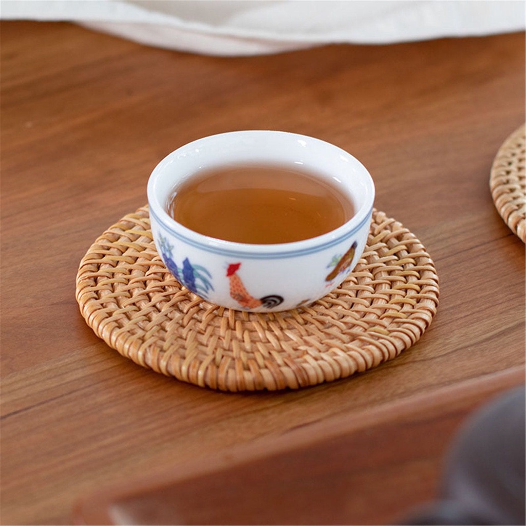 Bộ lót ly bằng mây - Set 6 miếng lót và 1 đế đựng - Rattan Coasters Set | Tre Việt