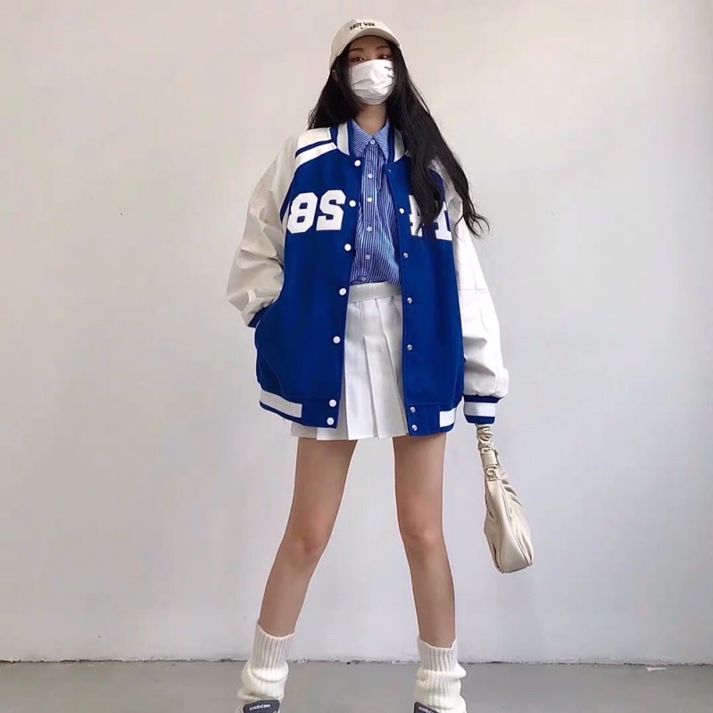 Áo khoác bomber vải nỉ dày dặn blue cực nổi oder