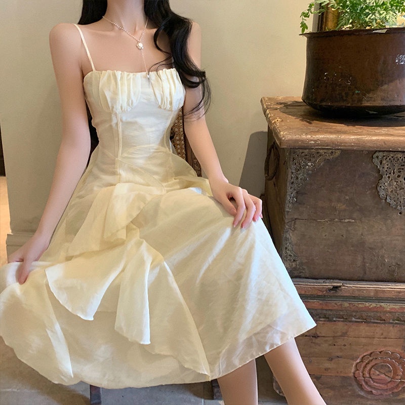 Đầm Hai Dây Phối Bèo Thời Trang Nữ Tính