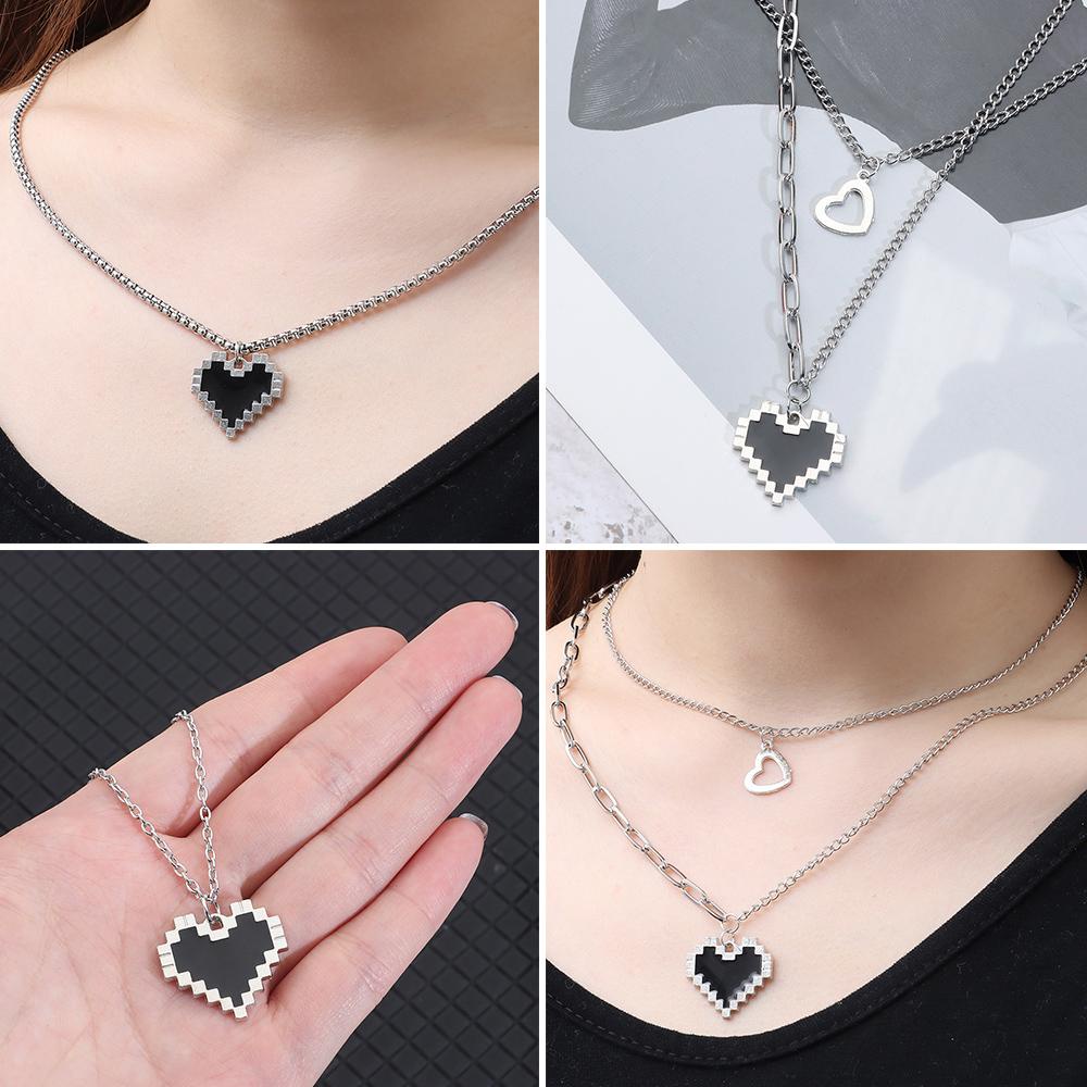 ORIENTLII Vòng cổ Hai Lớp Họa Tiết Mosaic Màu Đen Thời Trang Cho Nữ