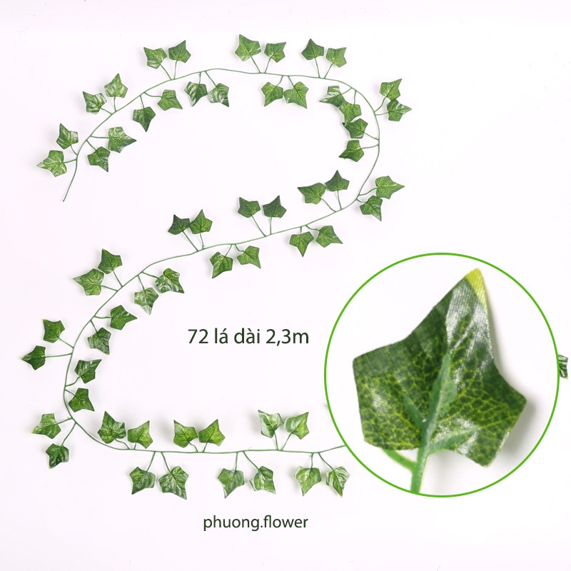 Dây leo giả 2.3m gồm 81 và 72 lá mô phỏng lá trầu bà lá dưa hấu thường xuân khoai lang trang trí tường nhà cửa đa dụng