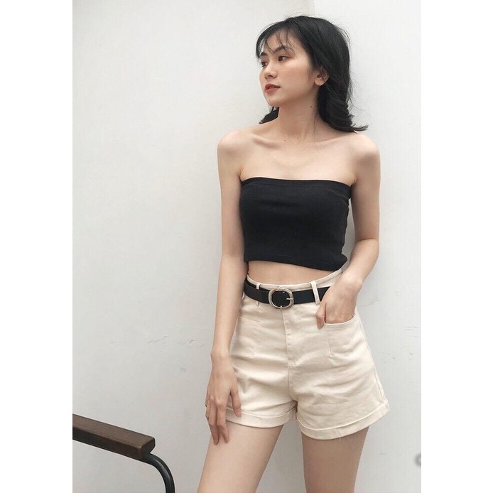 Áo ống croptop nữ kiểu ôm sexy chất thun cotton, quây ngang màu trơn mặc trong vest/sơmi, quay thun ngực đơn giản
