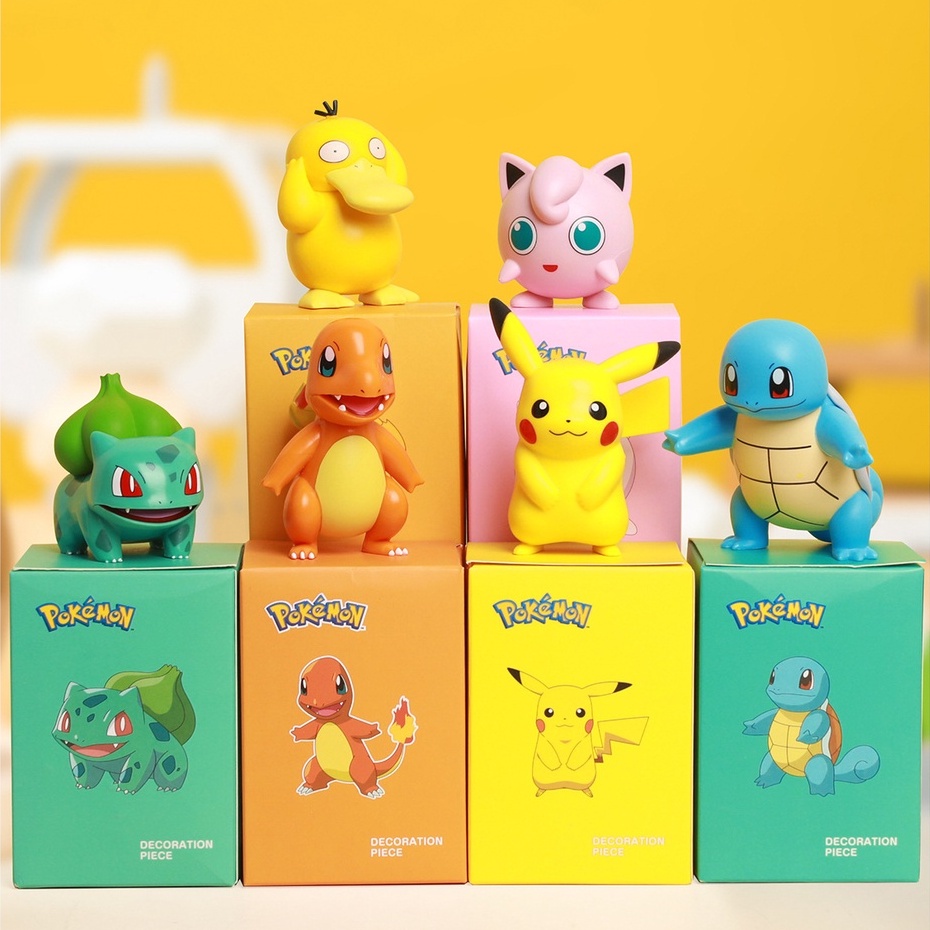 Pokémon Pikachu Psyduck Wonder Ếch Hạt Giống Jenny Rùa Nhỏ Fire Dragon Chất Béo Ding Con Số Phim Hoạt Hình Trang Trí