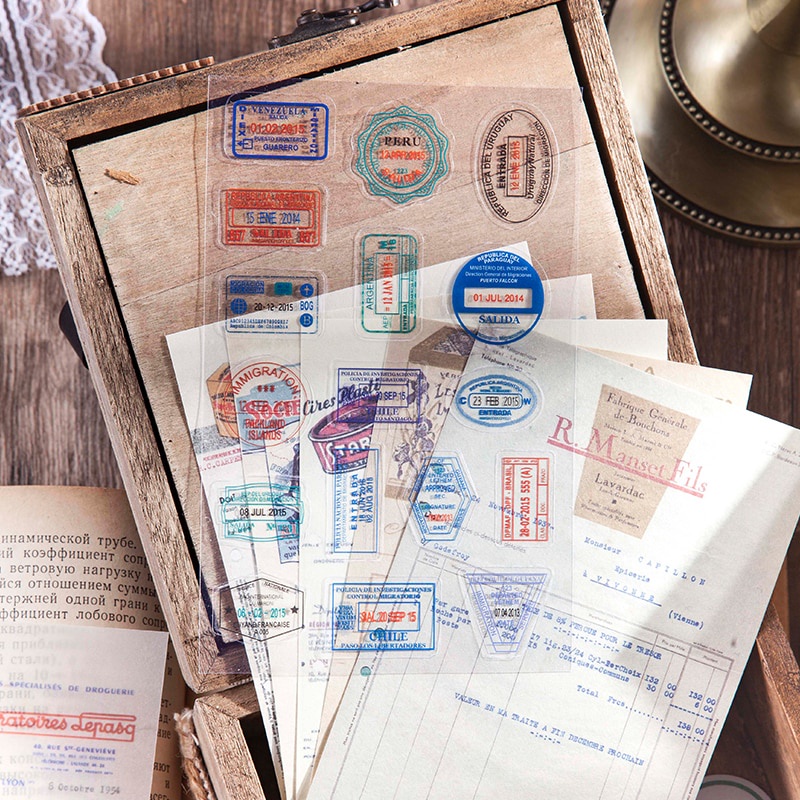 Túi 35 giấy trang trí sổ tay họa tiết đa dạng phong cách vintage