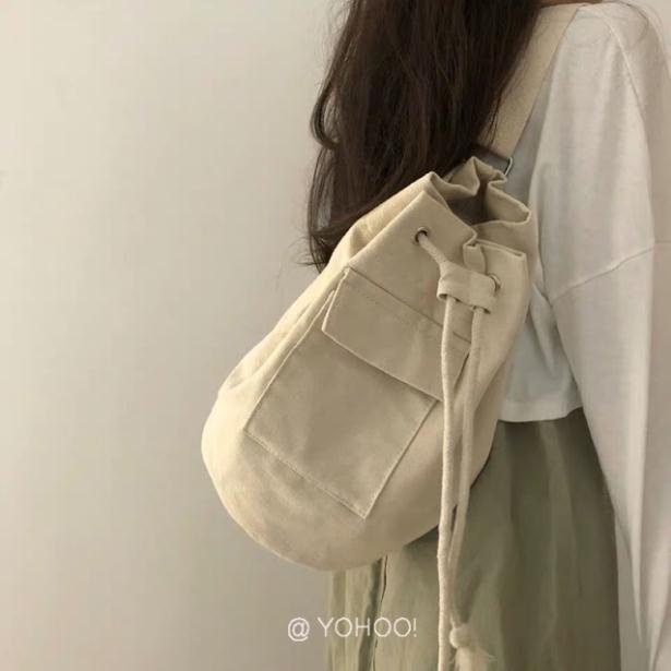 Balo Vải Dây Rút Ulzzang 2 Màu - túi Đeo Lưng Dây Điều Chỉnh A010 # Uy Tín