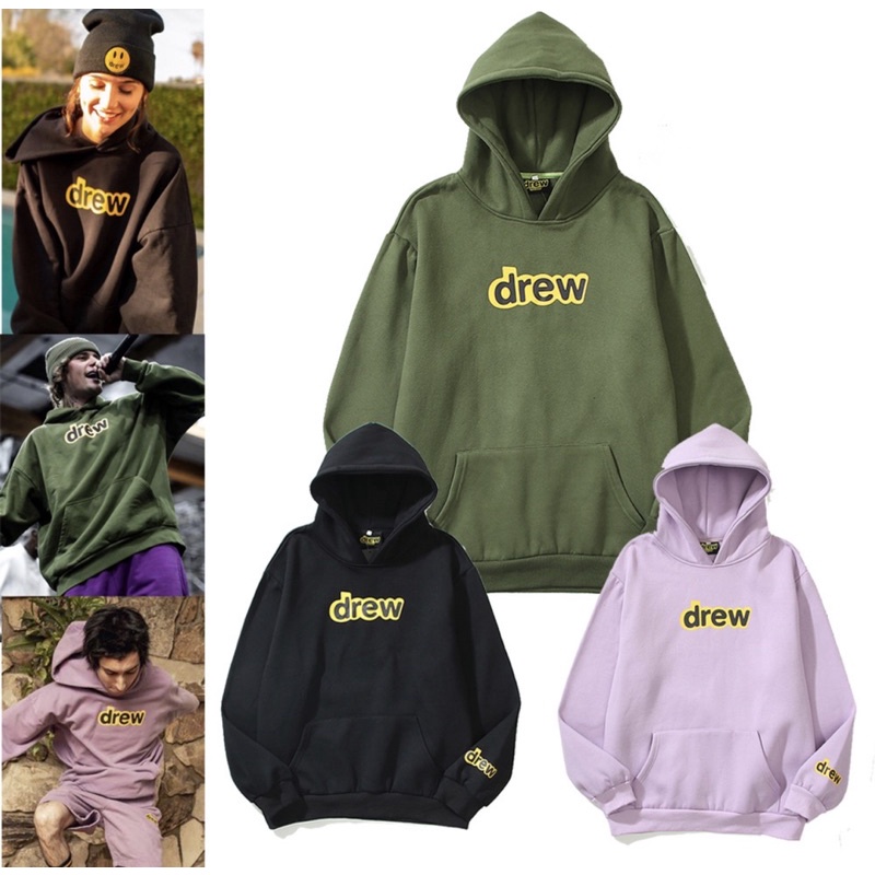 [CHUẨN HÀNG+ CÓ CLIP] Áo hoodie Drew nỉ lót lông basic 3 màu form rộng unisex Nam Nữ