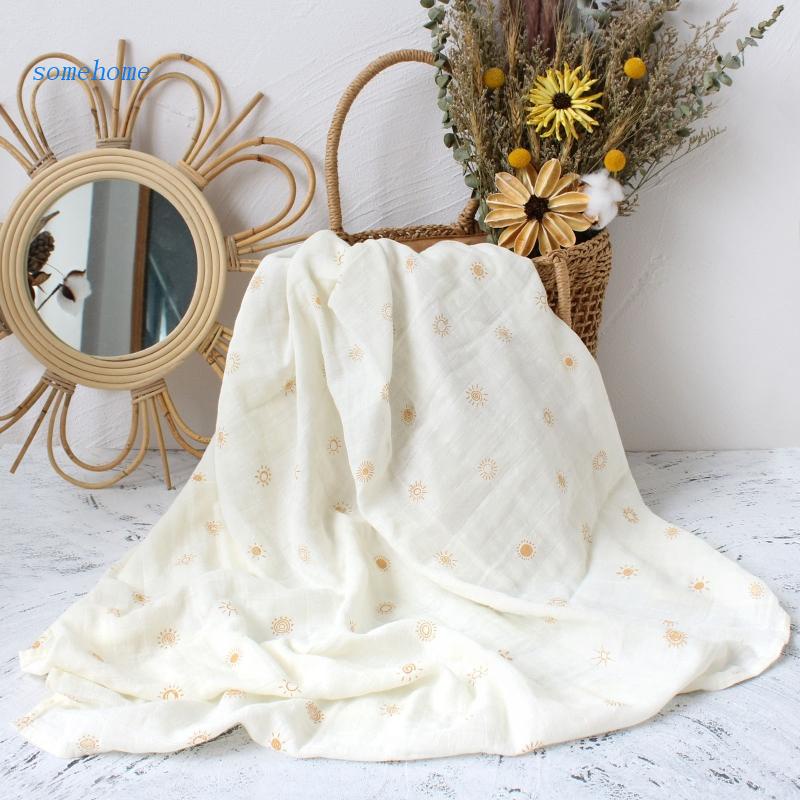 Chăn Quấn Em Bé 2 Lớp Bằng Cotton Muslin Siêu Nhẹ Mềm Mại In Họa Tiết Hoa