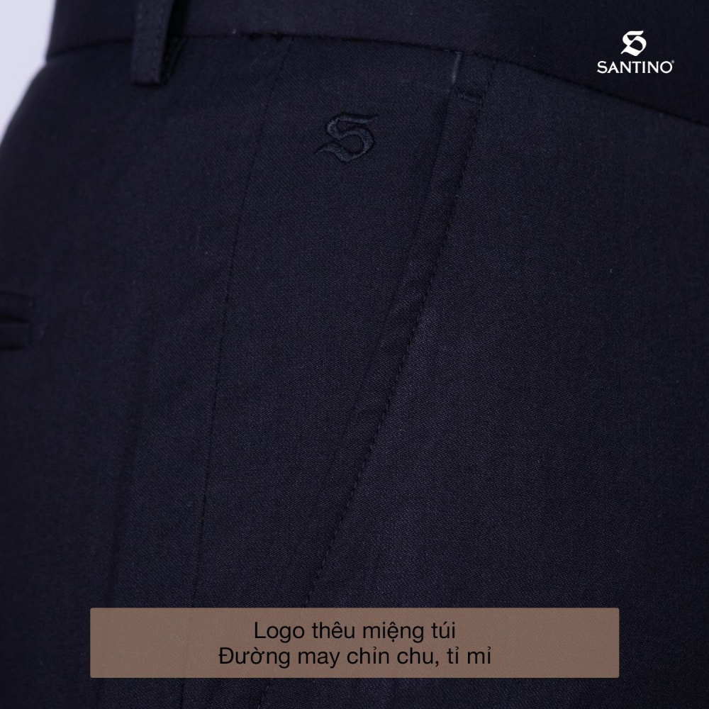 Quần Tây công sở Sợi Tre SANTINO cao cấp, màu đen form ôm nhẹ, thoáng mát chống nhăn, kháng khuẩn và tia UV - Q070