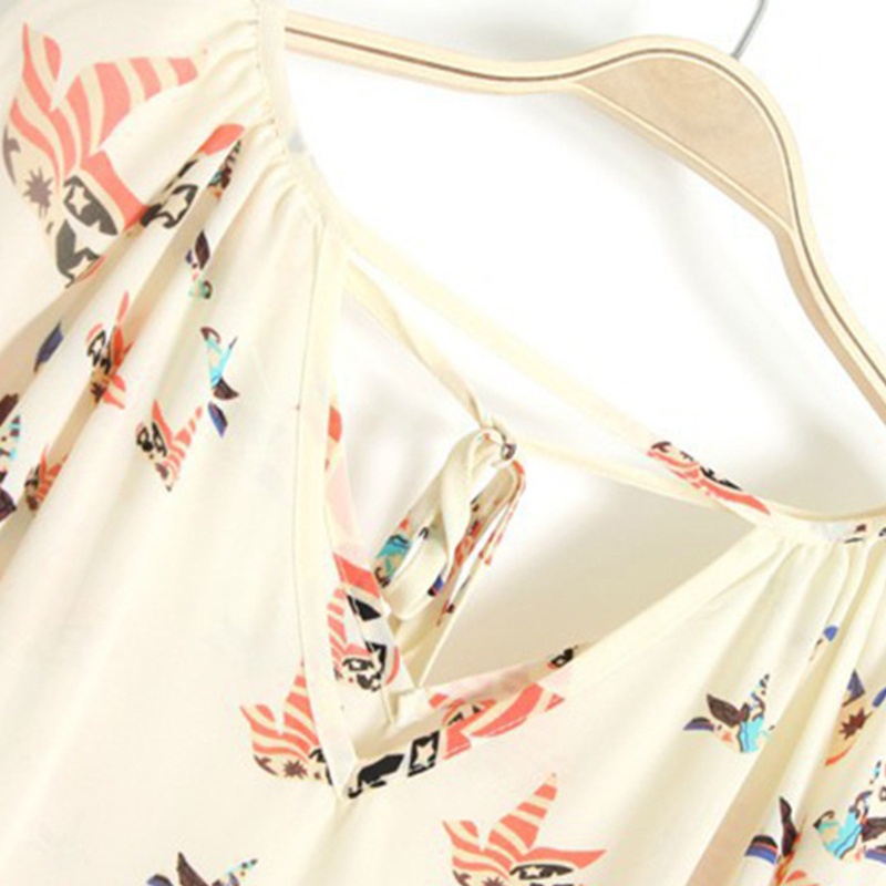 Áo Sơ Mi Chiffon Tay Dài Cổ Chữ V In Hoa Phối Cà Vạt Phía Trước Cho Nữ