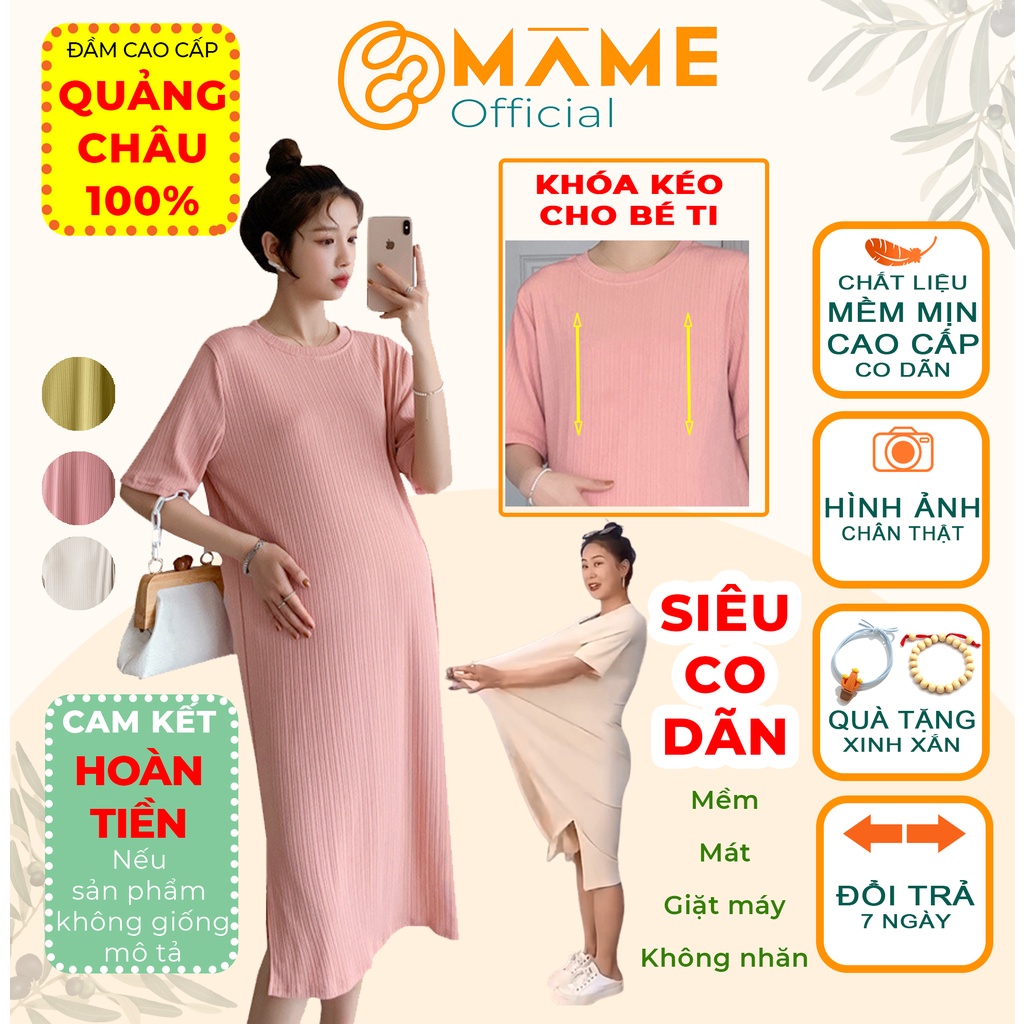Đầm bầu công sở, Váy sau sinh cho con bú có khóa kéo tiện lợi co dãn cực kì thoải mái cho mẹ