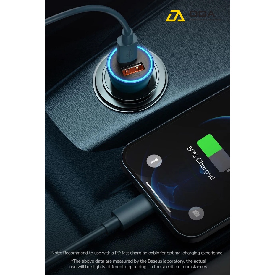 Tẩu Sạc Ô Tô Baseus Golden Contactor Max Dual Fast Charger Car Charger 60W