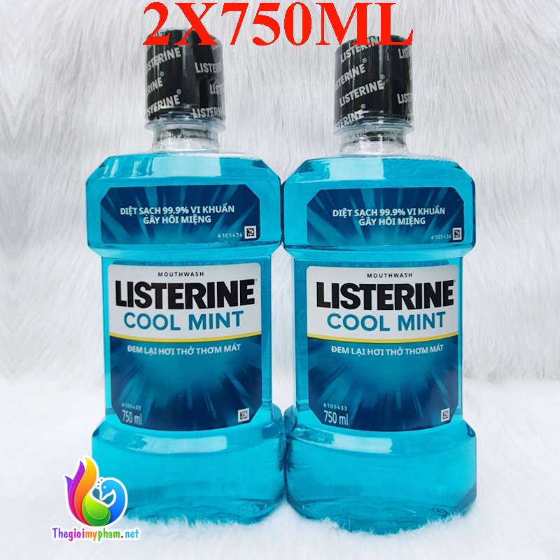 Combo 2 Chai Nước Súc Miệng Listerine Cool Mint 750ml/Nước Rửa Tay Sạch Khuẩn Lifebuoy 450g