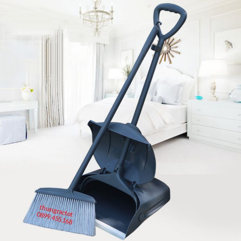 Ky hốt rác cán dài, ky hốt rác nhựa có nắp đậy